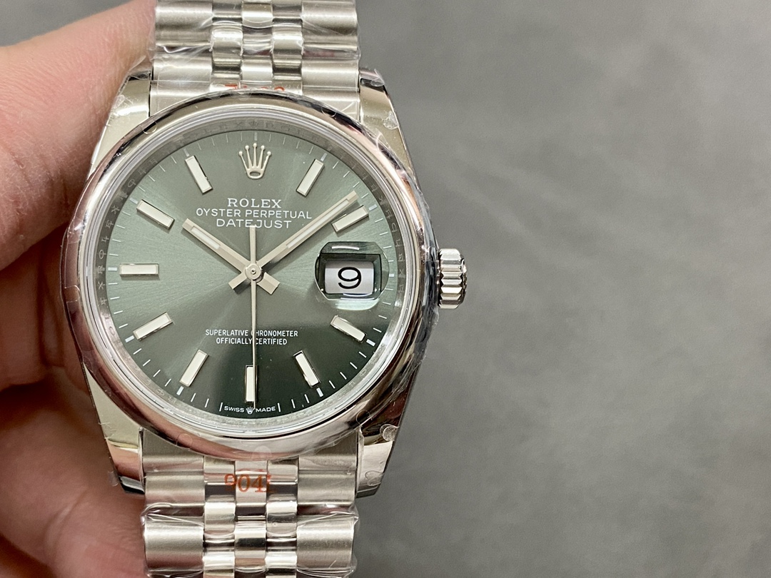 Rolex Datejust 36 Stainless Steel Mint Green Dial Jubilee M126200-0023